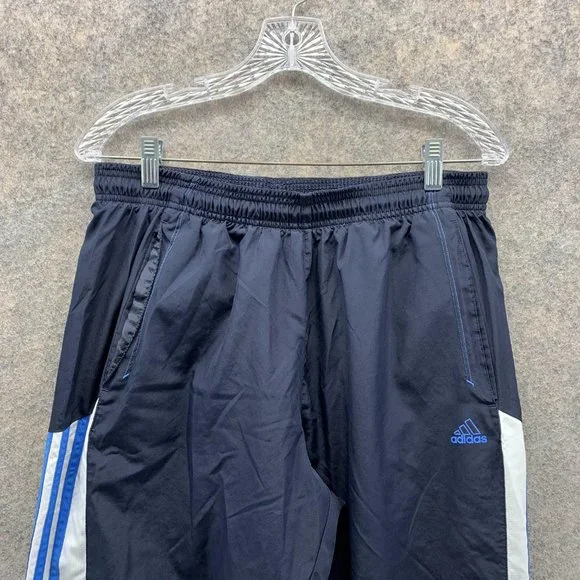 Adidas Sweatpants Men Large Blue Navy Athletic Outdoors Polyester Gym Vintage - Picture 2 of 13